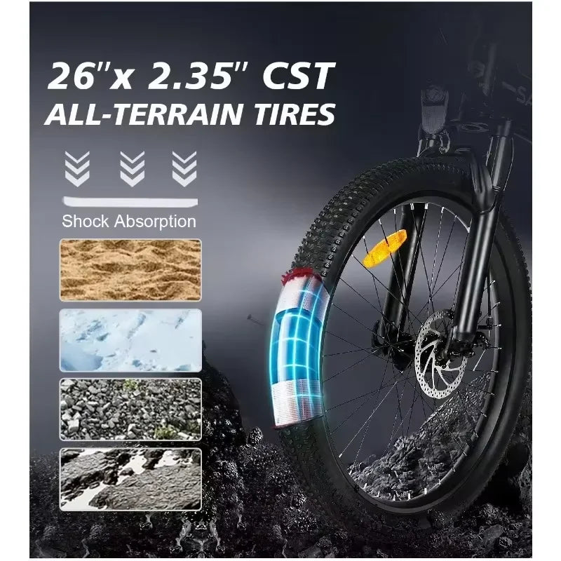 Electric Bicycle SAMEBIKE 900W Motor 48V14AH Lithium Battery Folding Electric Bike Hydraulic Brake Adult 26inch Tire Snow E-bike
