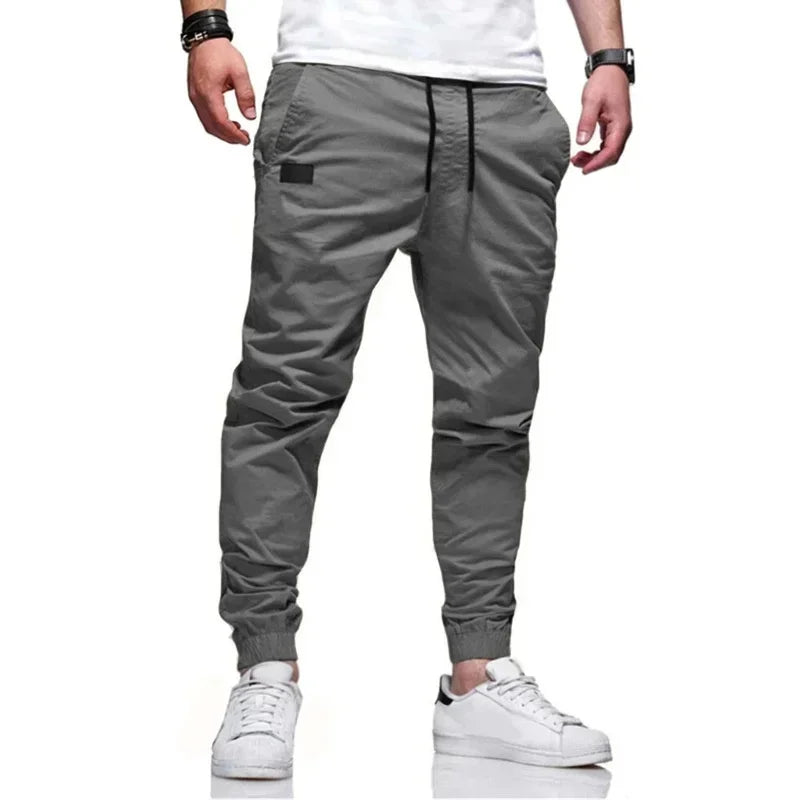 Spring Autumn New Cargo Pants Men's fashion sports Cargo PantsSolid color sweatpants  Joggers Woven pants Casual Male Trousers
