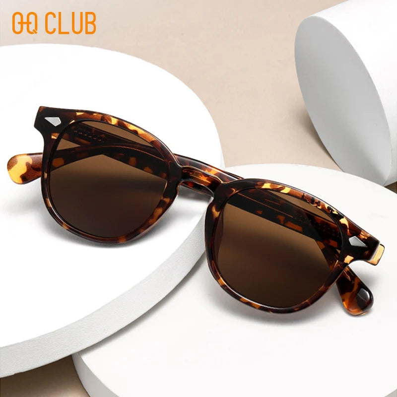 O-Q CLUB Retro Round Men Sunglasses Women's Sun Glasses Woman UV400 Lunette Zonnebril Dames Polarized Lenses Man Eyewear Vintage