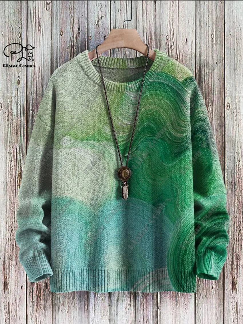 Brand New 3D Printed Retro Colorful Art Print Authentic Ugly Sweater Winter Casual Unisex Sweater F-2