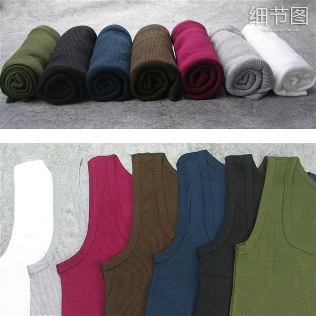 2024 New Men's Pure Cotton Tight Vest Casual Sports Tank Tops Middle-aged Sleeveless Basic Tops Quick Drying Bodybuilding Vest