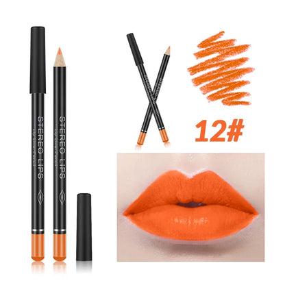 12 Color Matte Lipliner Penci Sexy Red Lip Contour Pen Lip Tint Lipstick Lasting Non-stick Cup Waterproof Lips Makeup Cosmetics
