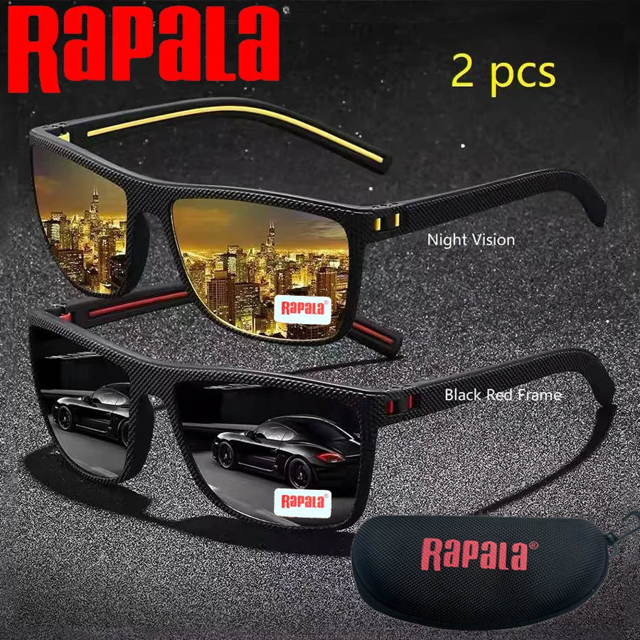 2PCS Rapala Fashion Vintage Square Polarized Sunglasses Men Women Driving Fishing  Designer Sun Glasses Driver's Eyewear UV400
