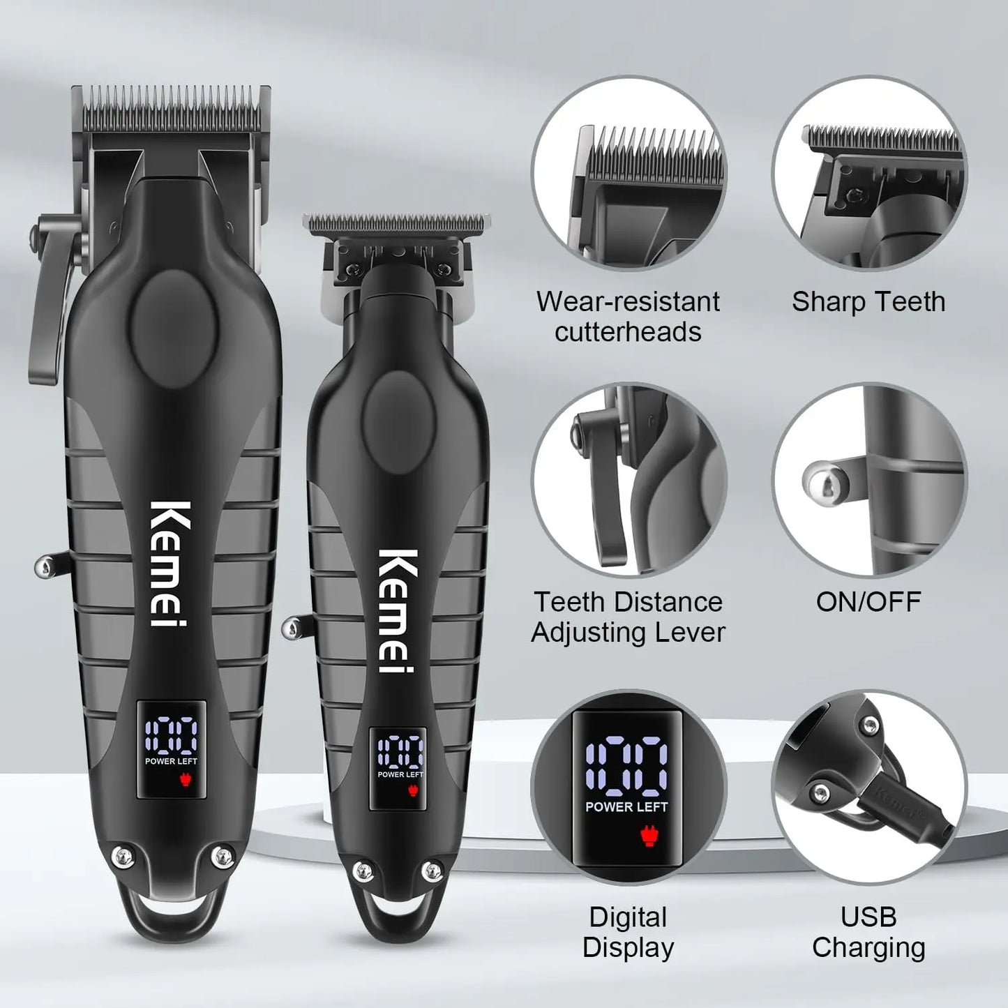 Kemei Hair Clipper Kit for Men, Electric Shaver, Hair Trimmer, Professional Cutting Machine,