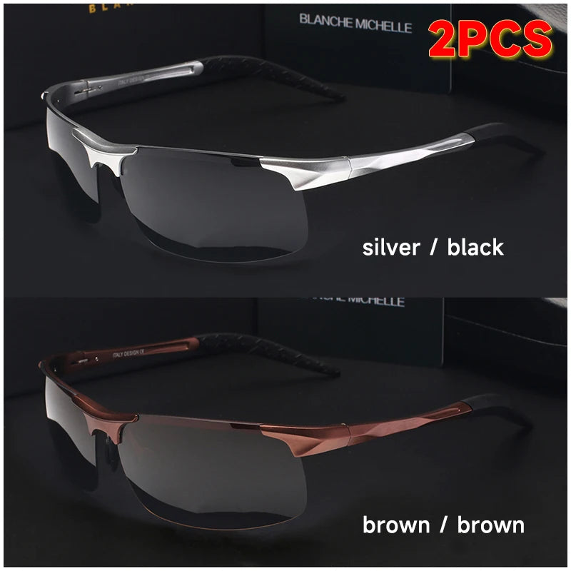 High Quality Ultra-Light Aluminum Magnesium Sport Sunglasses Polarized Men UV400 Rectangle Gold Outdoor Driving Sun Glasses