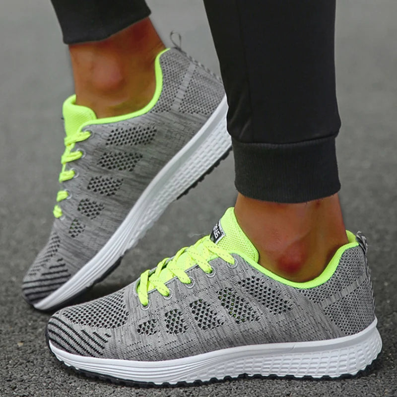 Women's Sneaker 2025 New Fashion Breathable Trainers Comfortable Sneakers Mesh Fabric Lace Up Women's Tennis Shoes For Women