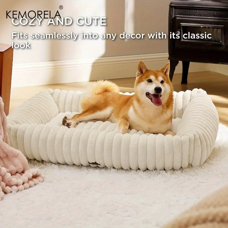 Orthopedic Plush Dog Bed Mattress High Resilience Support All Seasons Fluffy Pet Bed for Medium to Large Dogs Bedroom Friendly