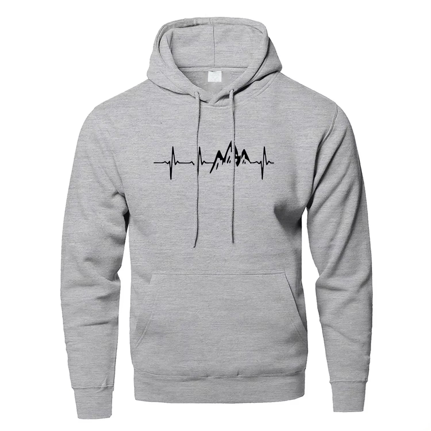 Mountain Heartbeat Hoodies teens Sweatshirt Autumn Long Sleeve Hooded Sweatshirt Hoodie Black Gray Sportswear