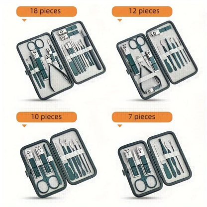Professional 7/10/12/18 Piece Nail Care Kit Stainless Steel Manicure & Pedicure Set Nail