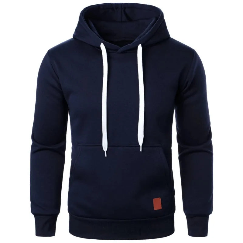 Mens Casual Hooded Collar Drawstring Hoodies Sweatshirts Long Sleeve Shirts Outdoor Streetwear Solid Color Lightweight Pullover