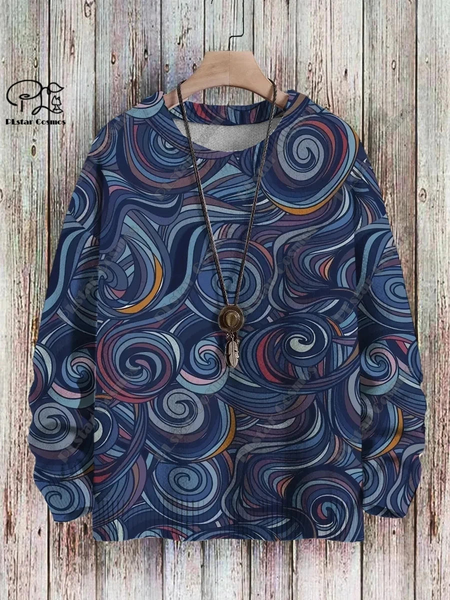 Brand New 3D Printed Retro Colorful Art Print Authentic Ugly Sweater Winter Casual Unisex Sweater F-2