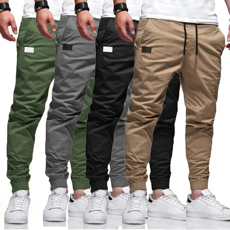 Spring Autumn New Cargo Pants Men's fashion sports Cargo PantsSolid color sweatpants  Joggers Woven pants Casual Male Trousers