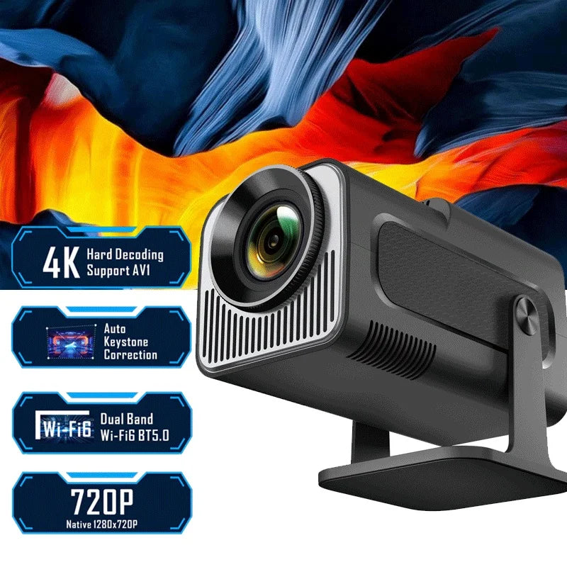 Projector 4K HY320 mini 720P Dual Wifi6 BT5.0 Home Outdoor Cinema Movie Smart Mini 180° Rotable Portable Projectors