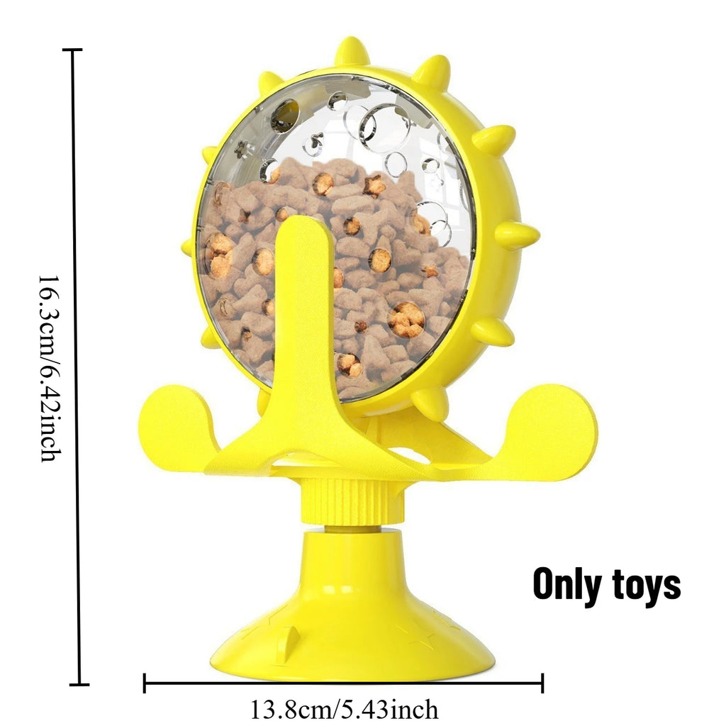 Interactive Cat Toy Windmill Turntable Slow Feeder Treat Leaking Toy Funny Puzzle Pet Toy for Cats Training & Teeth Grinding