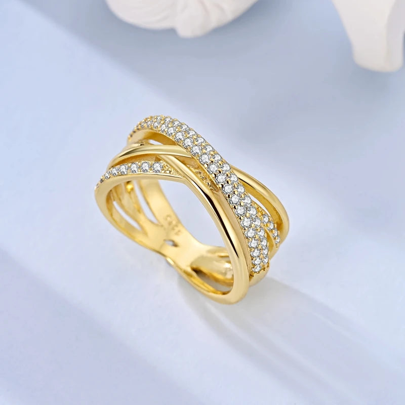 Gold Color 925 Sterling Silver Rings Sparking Popular LOVE Wedding Ring Certified Woman Rings Jewelry Anniversary Gifts 2025 NEW