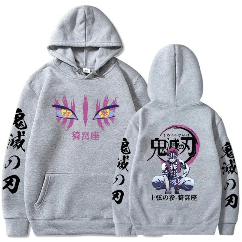 Japanese Anime Autumn New Hoodies for Men Akaza Manga Graphic Streetwear Pullover Hoody Long Sleeve Crewneck Hooded Sweatshirt