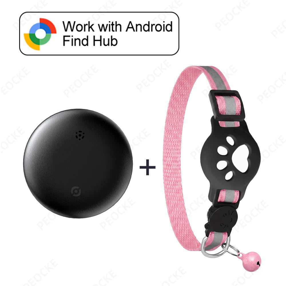 Bluetooth Smart Tracker Compatible with Google Find Hub Device GPS Anti-lost Locator Pet Cat Tracker with Adjustable Cat Collar