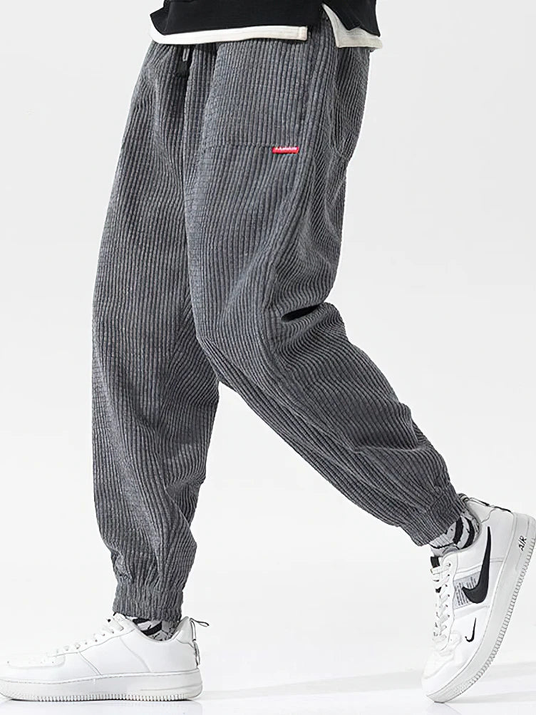 Baggy Corduroy Jogger Pants Men Tech Fleece Sweatpants Man Autumn Winter Casual Harem Pants Male Sport Thermal Trousers