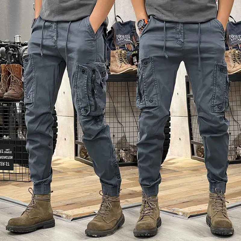 2025 New Military Tactical Cargo Pants for Mens Elastic Casual Trousers Zipper Multi-Pocket Joggers Fashion Male