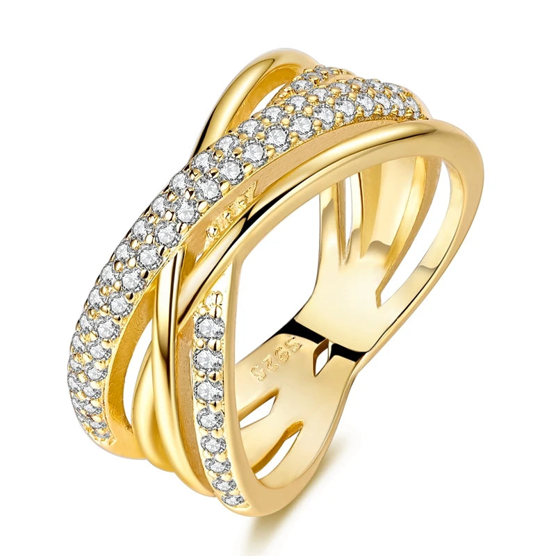 Gold Color 925 Sterling Silver Rings Sparking Popular LOVE Wedding Ring Certified Woman Rings Jewelry Anniversary Gifts 2025 NEW