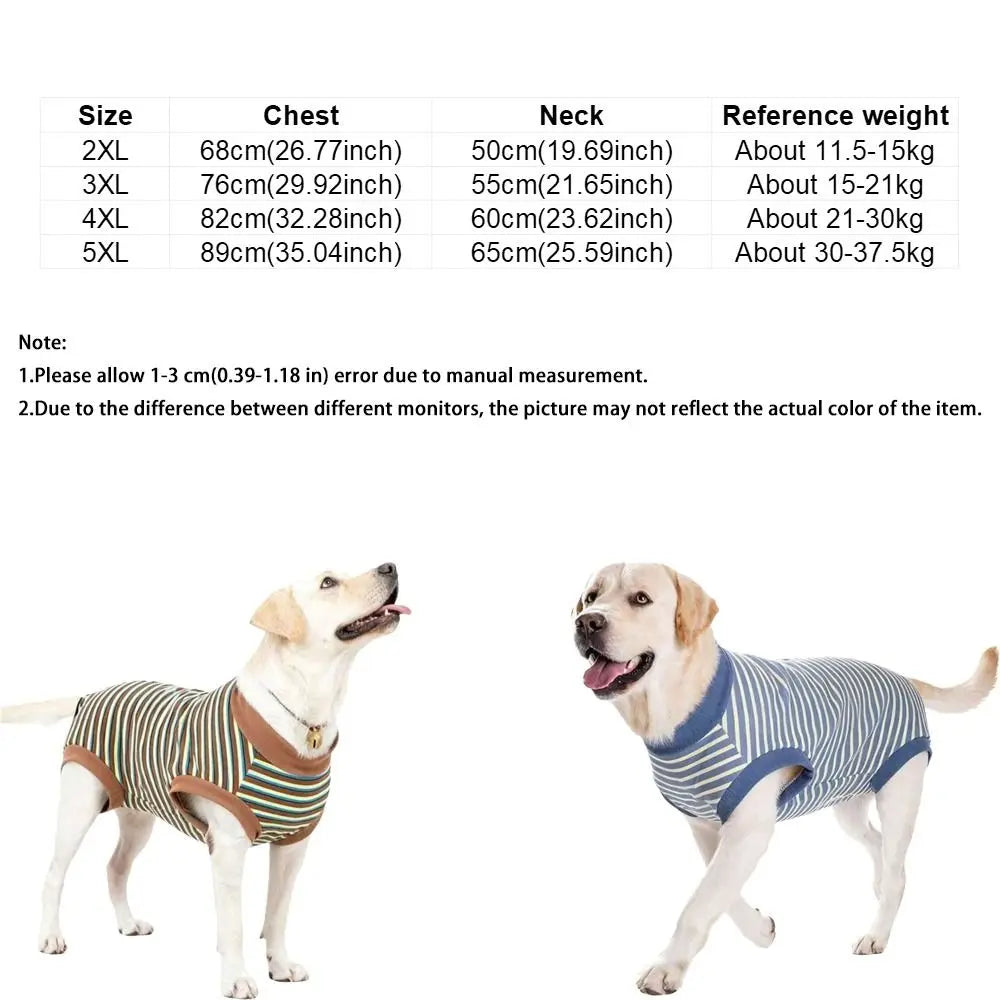 Dog Bodysuit Striped Dog Sterilization Suit Washable Warm Dog Recovery Clothes Comfortable Dog Four Legged Vest Weaning Period