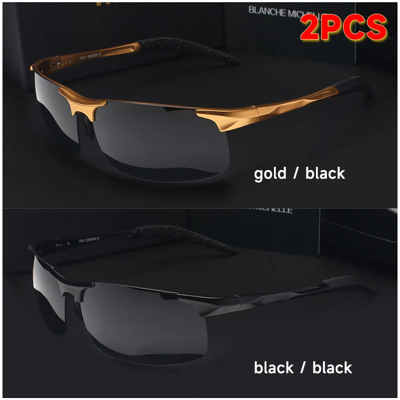 High Quality Ultra-Light Aluminum Magnesium Sport Sunglasses Polarized Men UV400 Rectangle Gold Outdoor Driving Sun Glasses