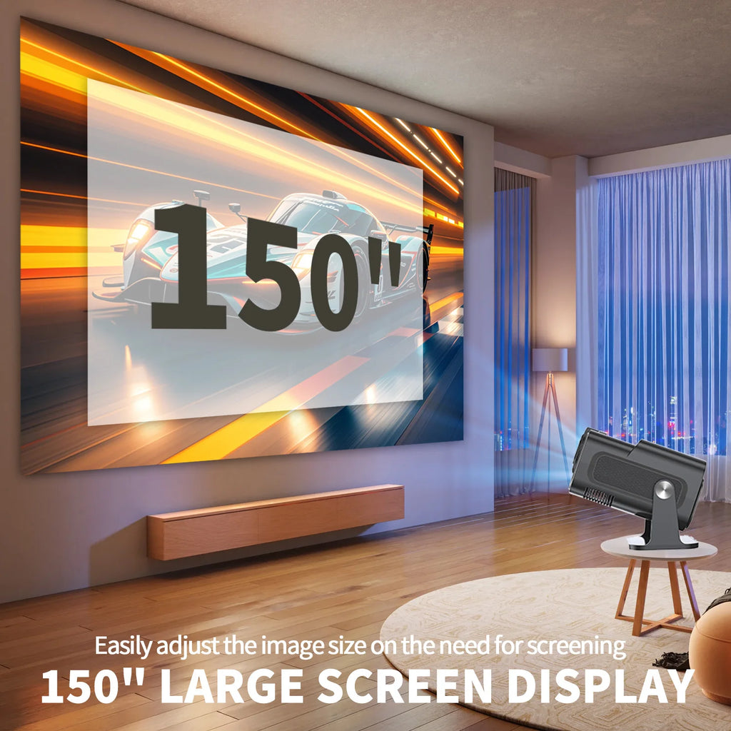 High-Definition Projector with Auto Keystone Correction and 180° Rotation, Android, Wi-Fi 6/BT5.4, Native 720P Resolution/Supports 4K Decoding, Compatible with Netflix/Prime Video/Hulu, Indoor/Outdoor Home Theater, Ideal Gif