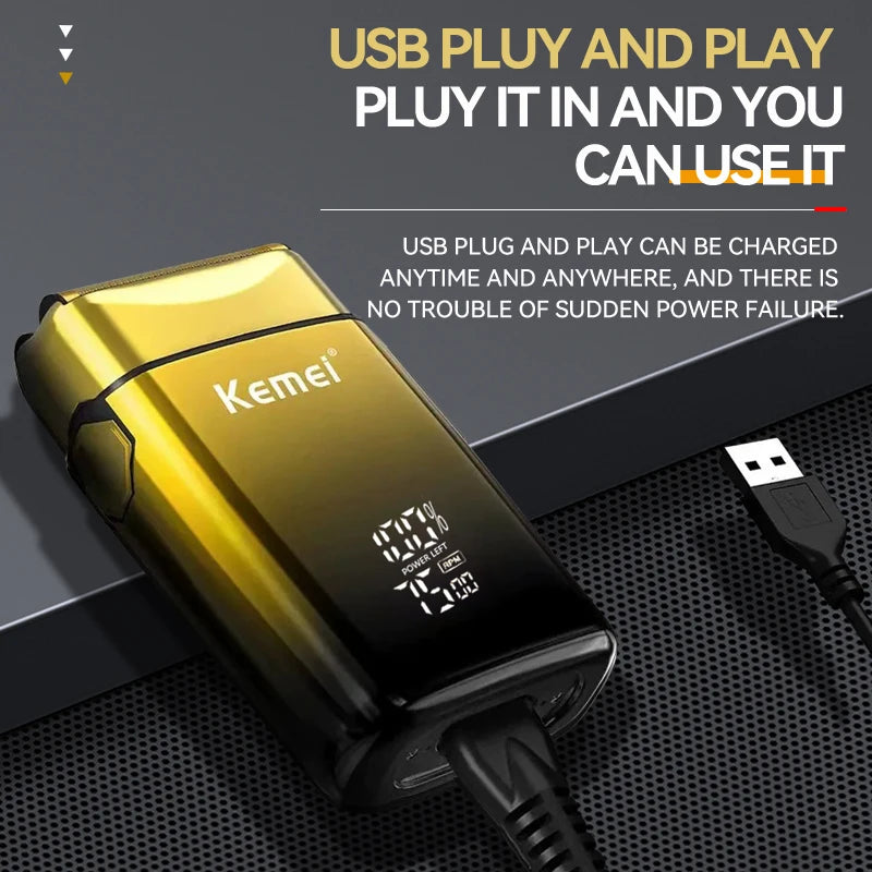 Kemei KM-TX10 Electric Shaver Beard Trimmer Man Rechargeable Dry Wet Shaver Machine Reciprocating Safety Razor Blade Replacement