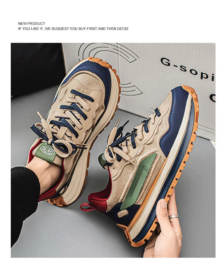 Men's shoes Spring 2025 new breathable casual sports shoes non-slip soft sole small white shoes men trend daddy shoes men