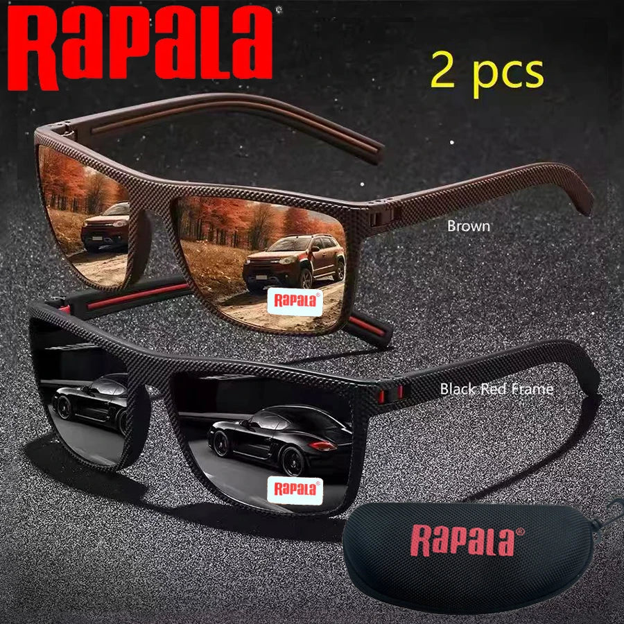 2PCS Rapala Fashion Vintage Square Polarized Sunglasses Men Women Driving Fishing  Designer Sun Glasses Driver's Eyewear UV400