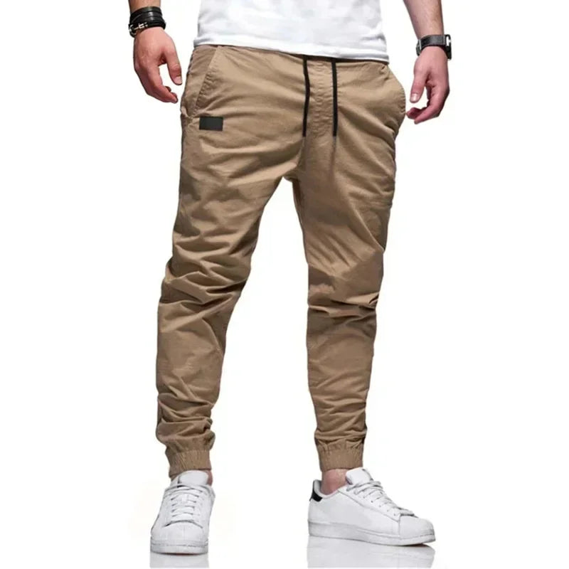 Spring Autumn New Cargo Pants Men's fashion sports Cargo PantsSolid color sweatpants  Joggers Woven pants Casual Male Trousers