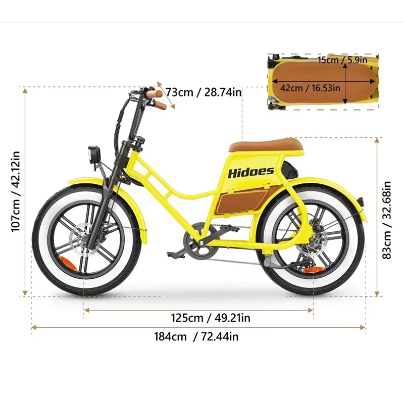 Hidoes C8 Electric Bicycle 700W Motor 48V17AH Lithium Battery Adult Off-road E-bike 20*4 inch Fat Tire All-terrain Electric Bike