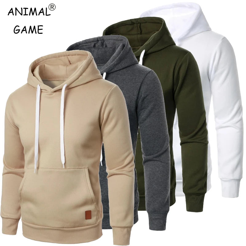 Mens Casual Hooded Collar Drawstring Hoodies Sweatshirts Long Sleeve Shirts Outdoor Streetwear Solid Color Lightweight Pullover