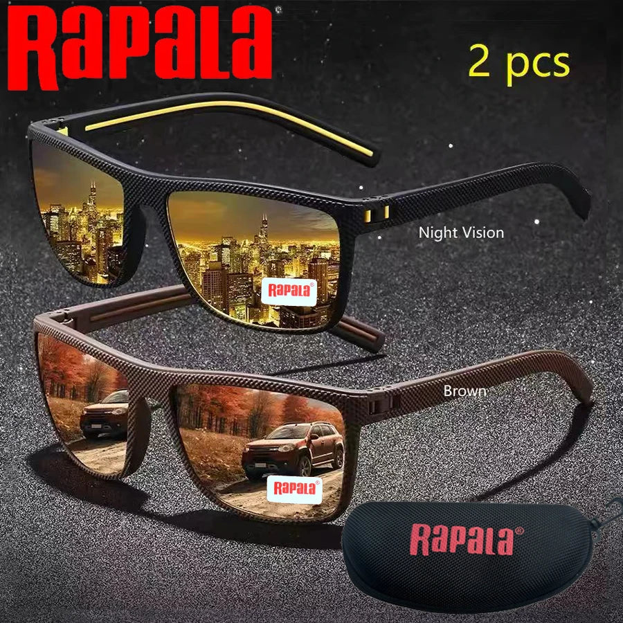 2PCS Rapala Fashion Vintage Square Polarized Sunglasses Men Women Driving Fishing  Designer Sun Glasses Driver's Eyewear UV400