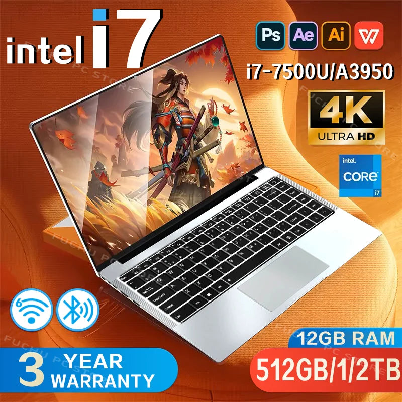 2025 Office Laptop Windows 11 intel core i7-7500U/intel Atom x7 A3950 14.1"  Notebook Computer 1920*1080P  12GB RAM 1/2TB SSD