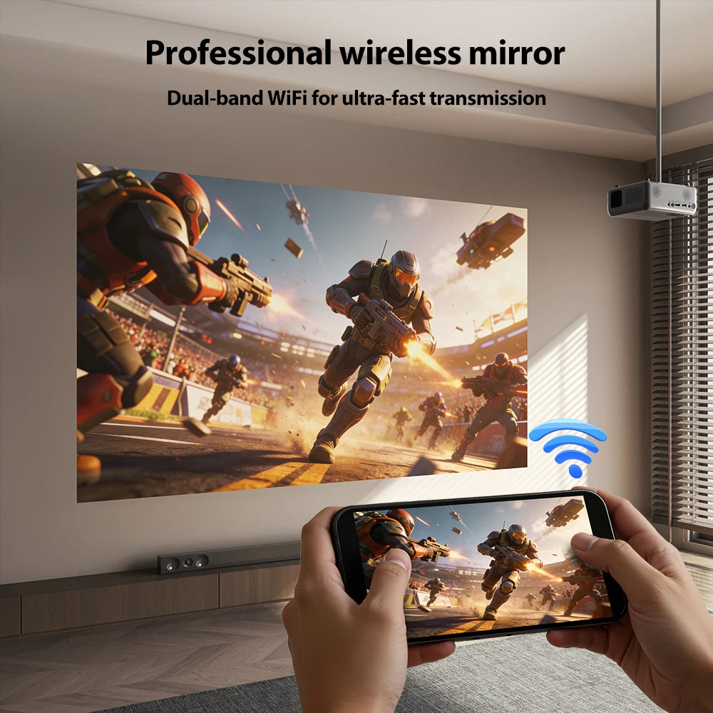 iSinbox Mini Android12 Projector 4K Native 720P Supported Portable Movie Projector Adjustable Angle Smart Video Beam BT5.0 WiFi6