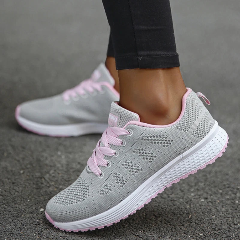 Women's Sneaker 2025 New Fashion Breathable Trainers Comfortable Sneakers Mesh Fabric Lace Up Women's Tennis Shoes For Women