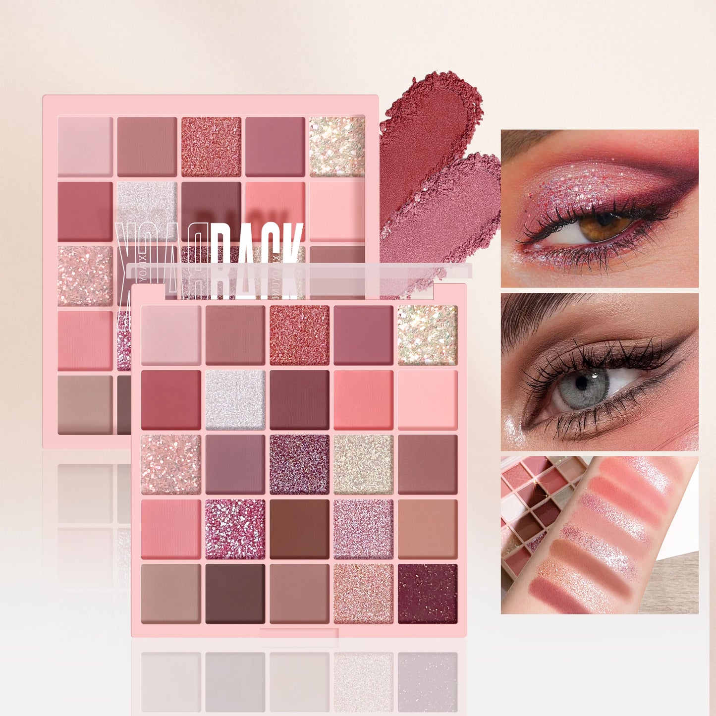 High Gloss Cement Grey Rose Brown Color Tone Matte Glitter Daily Makeup Dry Rose Eyeshadow For Music