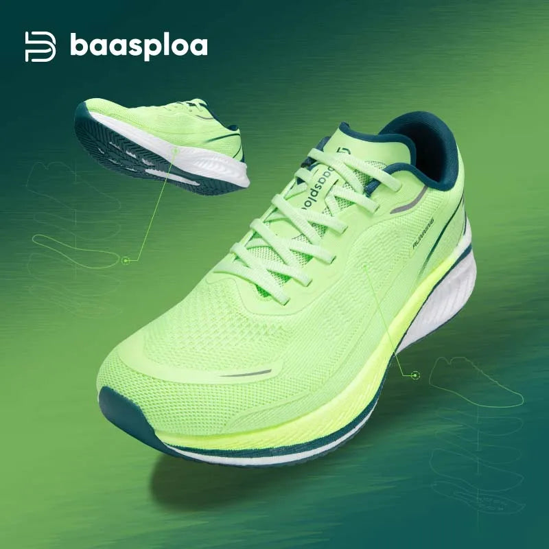Baasploa Men Jogging Sports Shoes Carbon Plate Professional Cushioning Sneakers Male Outdoor Breathable Non Slip Running Shoes
