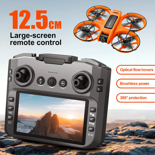 2025 S156 Screen Mini Drone With 90° Electric Adjustable 8K HD Camera WiFi Light Flow Drone Pocket Brushless RC Quadcopter Toy