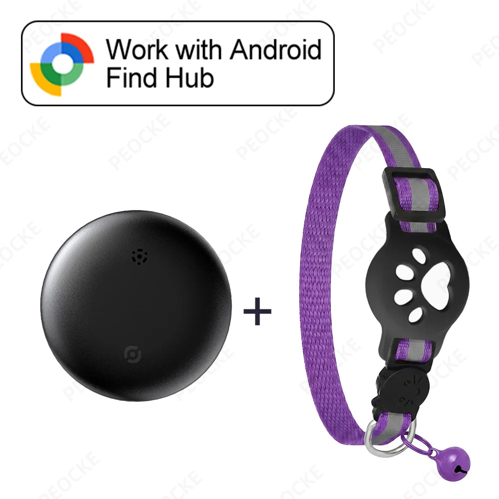 Bluetooth Smart Tracker Compatible with Google Find Hub Device GPS Anti-lost Locator Pet Cat Tracker with Adjustable Cat Collar