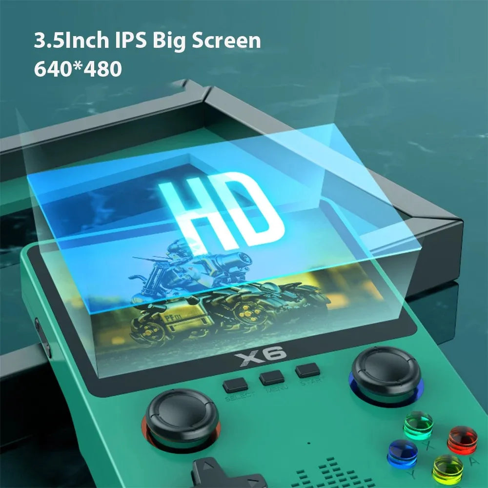 BOYHOM X6 3.5Inch IPS Screen Handheld Game Player Dual Joystick 11 Simulators GBA Video Game Console for Kids Gifts