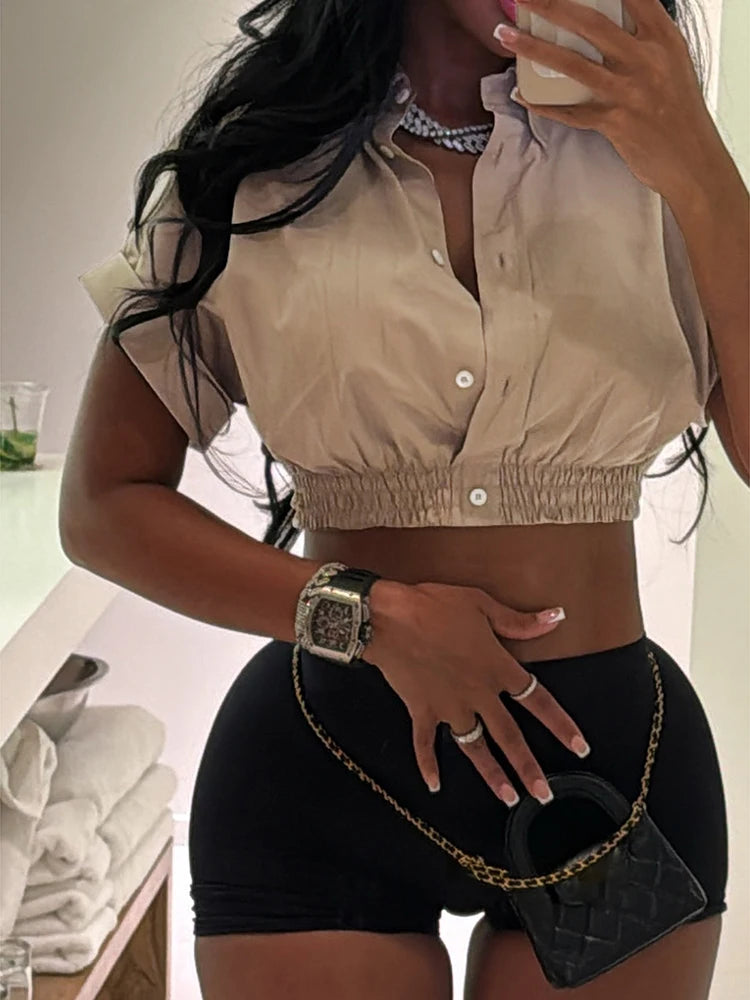 Nibber Fashion Casual Women 2 Piece Set Tracksuit Single-Breasted Tank Top+Tight Short Matching Streetwear Summer Sporty Outfits
