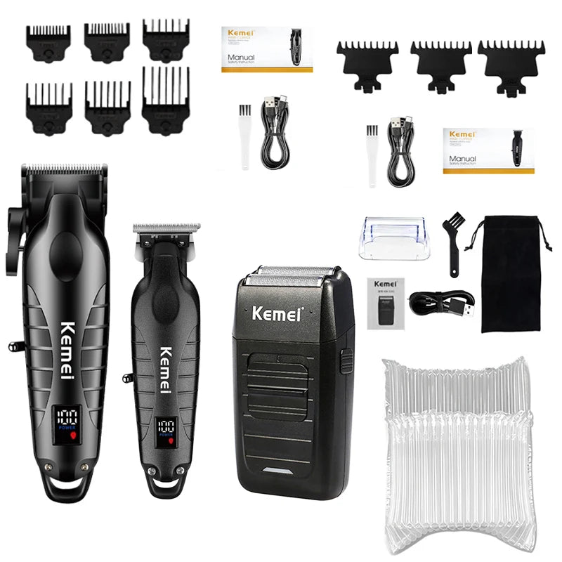 Kemei Hair Clipper Kit for Men, Electric Shaver, Hair Trimmer, Professional Cutting Machine,