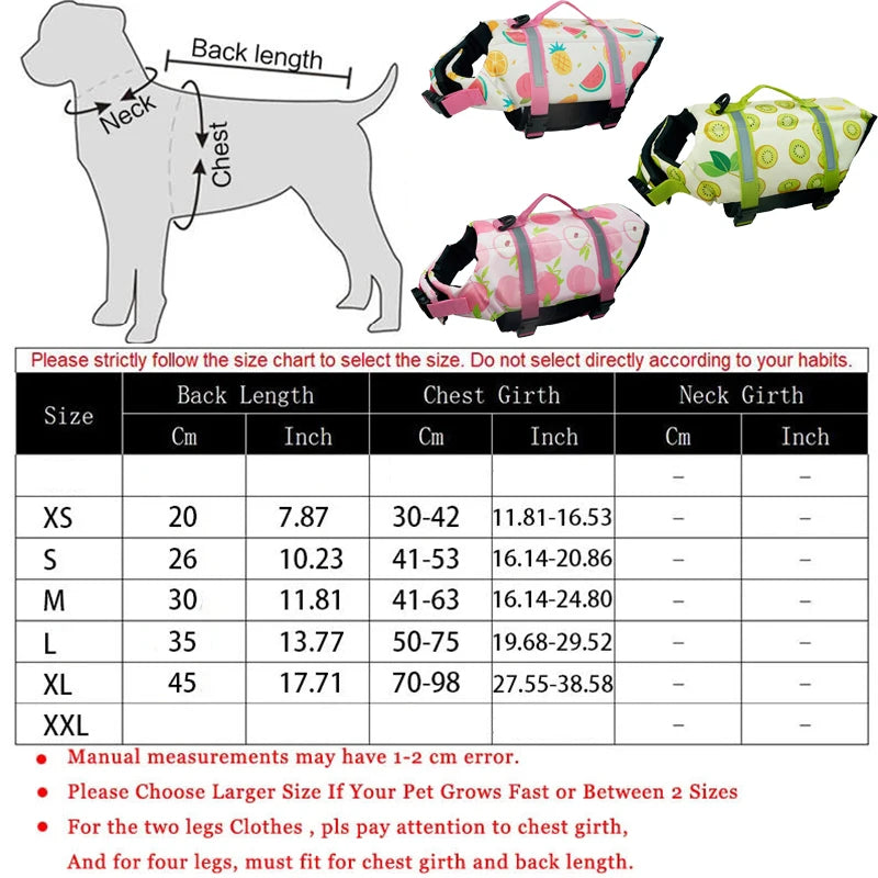 Summer Dog Life Jacket Reflective Adjustable Large Dogs Swimwear Safety Vest Surfing Sailboat Enhanced Buoyancy Pet Lifejackets