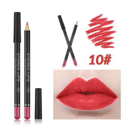 12 Color Matte Lipliner Penci Sexy Red Lip Contour Pen Lip Tint Lipstick Lasting Non-stick Cup Waterproof Lips Makeup Cosmetics
