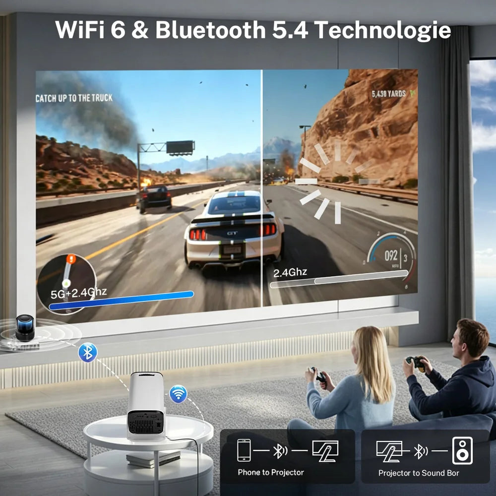 MAOHUTER Full HD Projector Android 11 Native 720P Quick Focus Automatic Trapezoid Correction For Home Cinema Smart Mini Portable Projector