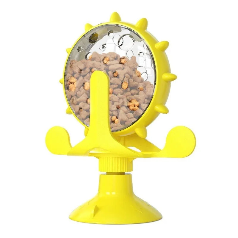 Interactive Cat Toy Windmill Turntable Slow Feeder Treat Leaking Toy Funny Puzzle Pet Toy for Cats Training & Teeth Grinding
