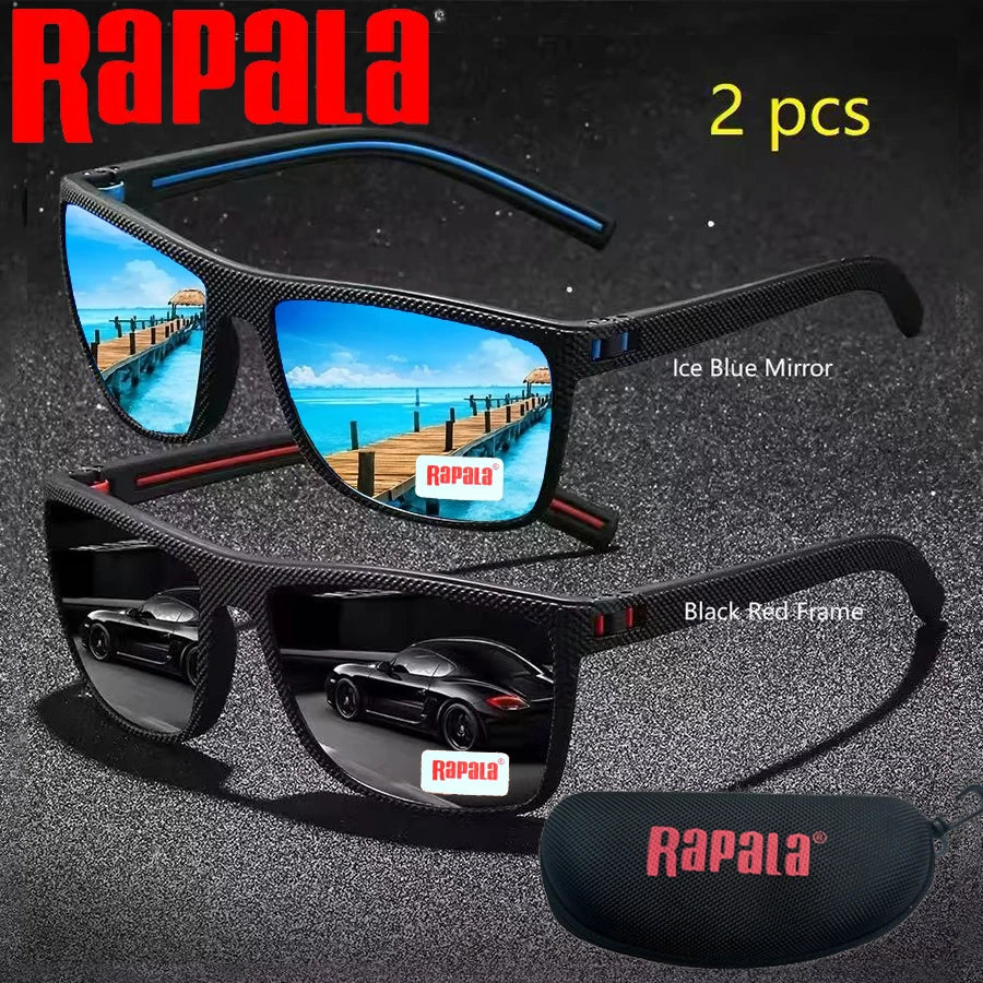 2PCS Rapala Fashion Vintage Square Polarized Sunglasses Men Women Driving Fishing  Designer Sun Glasses Driver's Eyewear UV400