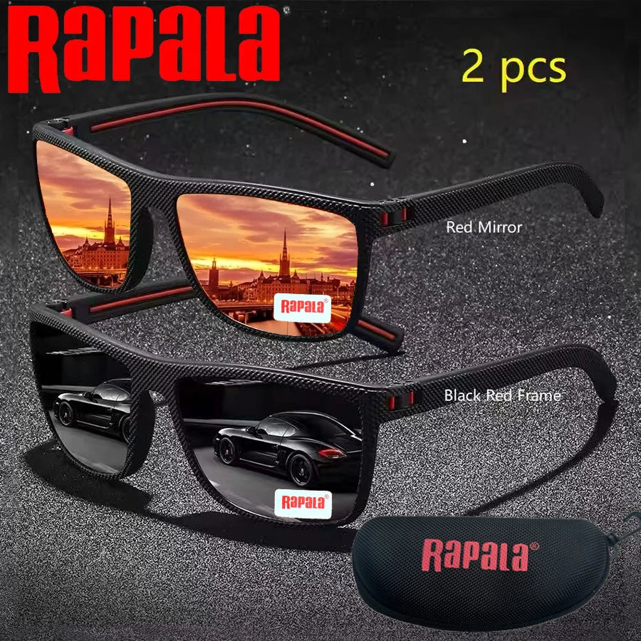 2PCS Rapala Fashion Vintage Square Polarized Sunglasses Men Women Driving Fishing  Designer Sun Glasses Driver's Eyewear UV400
